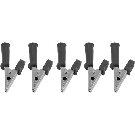 10 Stück Prüfklemmen, isolierte Krokodilklemmen aus Messing mit 4-mm-Buchse, 10-mm-Öffnung, 20 A, J.60046, Schwarz (1/5)