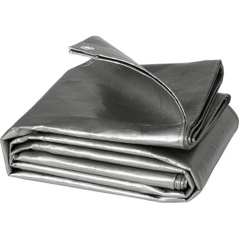 1 Bâche PE 280g/m² Imperméable, Œillets Antirouille, Renforts Coins, Protection Bois Extérieur 3x6m Gris (1/5)