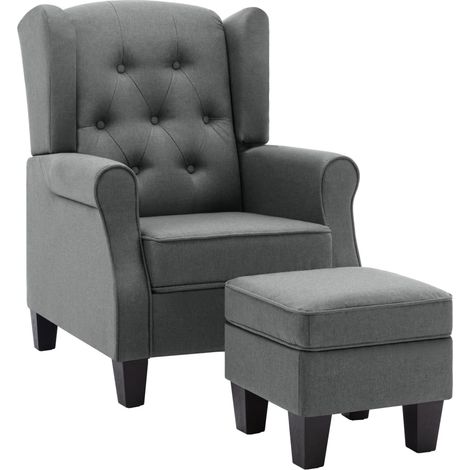 Fauteuil avec repose-pied Gris clair Tissu (1/5)