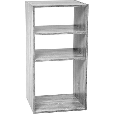 5Five Simply Smart – Étagère colonne 3 cases modulable effet chêne gris – Dimensions L. 34,5 x P. 32 x H. 67,5 cm – Panneau de particules agglomérées (1/7)