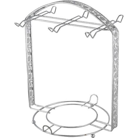 Support à tasses argenté pour plaque de cuisson, pouvant accueillir la plupart des 6 tasses et soucoupes. (1/5)