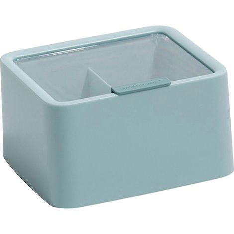 Boîte de rangement pour cotons, organisateur de bureau, anti-poussière, élégante, pour cotons, pinceaux de maquillage et autres cosmétiques.-Blue (1/5)