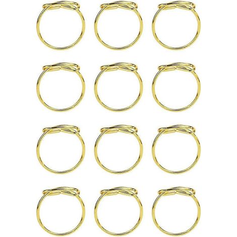 Lot de 12 ronds de serviette en métal, ronds de serviette dorés, ronds de serviette de Noël pour la décoration de table - FFY (1/4)