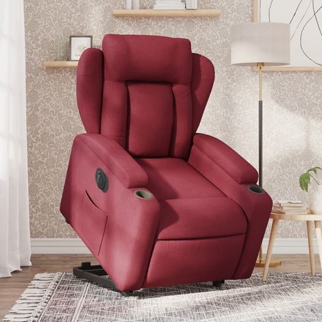 Relaxsessel mit Aufstehhilfe Elektrisch Weinrot Stoff vidaXL (1/5)