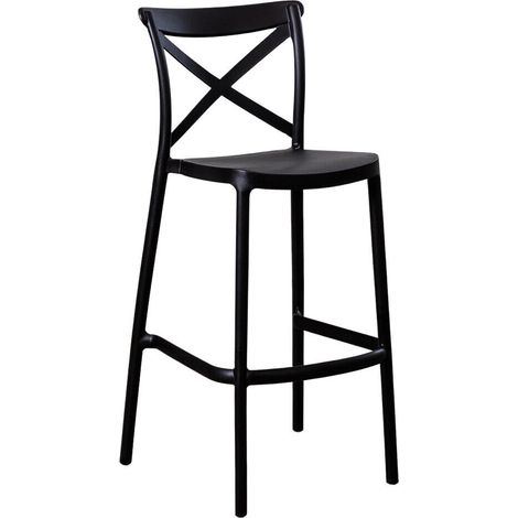 Barhocker aus schwarzem Sprint-Polypropylen-Kunststoff, stapelbar, H 75 cm