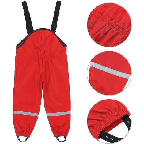 Unisex-Regenoverall für Kinder, wind- und wasserdicht, schlammabweisende Hose – 104 – Rot