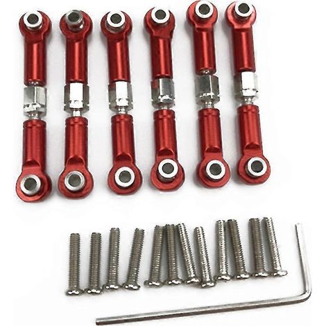 Ensemble de 6 biellettes métalliques réglables, biellettes avant et arrière, compatible avec les mises à niveau de voitures télécommandées A949, A959, A969, A979 et K929. (1/5)