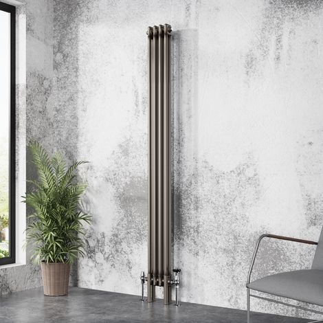 Traditional Cast Iron Style Radiator Raw Metal Central Heating 2 Column 1800x200mm