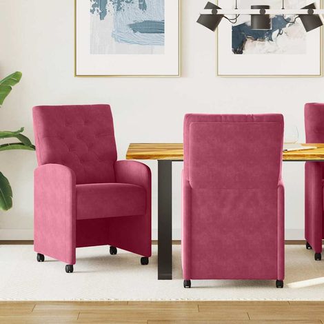 Esszimmerstühle mit Rollen 2 pcs Weinrot 58 x 67 x 97 cm Samt