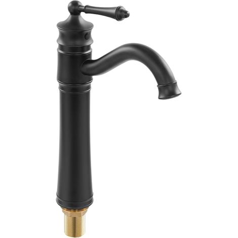 Robinet de lavabo, 30 cm, cuivre, noir, monocommande, monotrou (1/5)