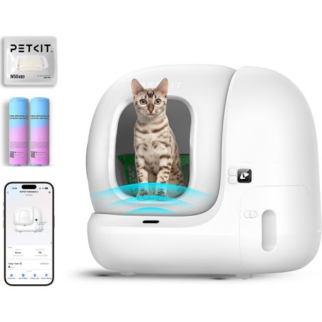 Petkit – Litière autonettoyante intelligente 76L pour plusieurs chats – Contrôle via app – Système anti-fuites et anti-bloquage – Désodorisation efficace