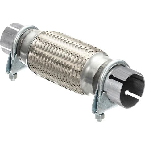 Tuyau Flexible d'échappement de Voiture avec 2 Colliers 42mm X 150mm/250mm Échappement Flex Tuyau Double Tresse Tuyau Flexible de Réparation Acier Inoxydable Tube D'échappement Joint Flex (1/5)