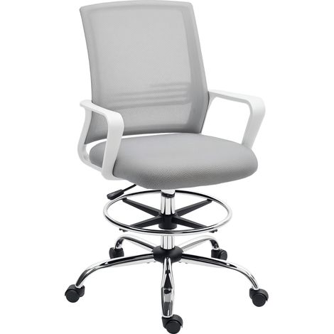 HOMCOM Draughtsman Chair, Mesh Ergonomic Drafting Chair, Grey (1/5)