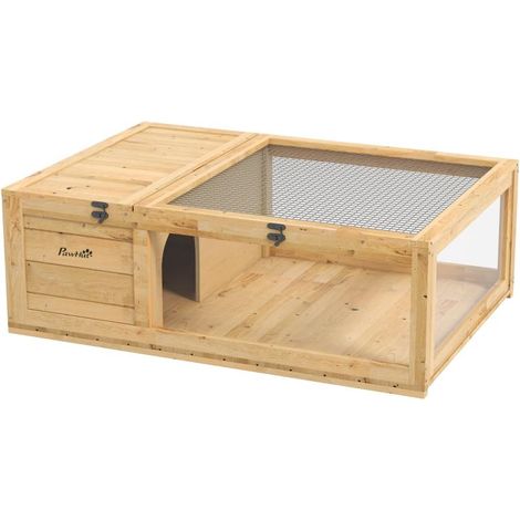 Enclos en bois pour tortues, comprenant des abris principaux et un toit à charnières, 91 x 60,5 x 32 cm, jaune. Ce produ