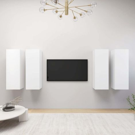 vidaXL Muebles de salón 4 uds madera ingeniería blanco 30,5x30x90 cm (1/5)