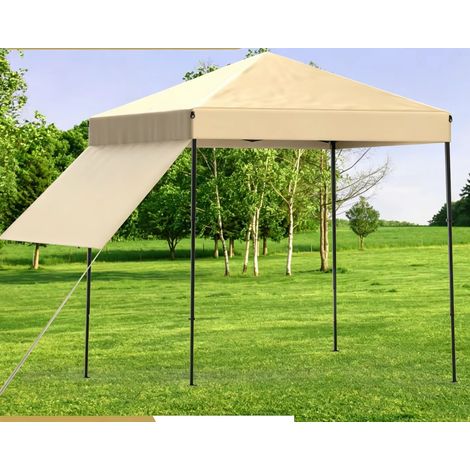 Tente de jardin, abri, tonnelle d'extérieur, avec parois latérales en tissu et sac de rangement, idéale pour plages et salons professionnels (2,5 x 2,5 m, beige)