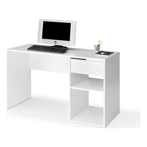 TOPKIT | Table de bureau Burgos 5012| Table d'ordinateur moyenne | Bureau avec tiroir | Blanc (1/5)