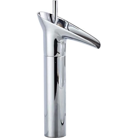 Grifo de baño, grifo tipo cascada, grifo monomando vintage para lavabo, agua fría y caliente, latón, galvanizado (altura: 31 cm) (1/5)