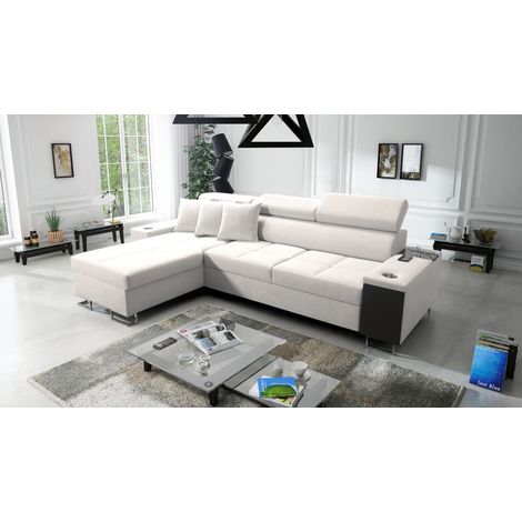 Bequemes Ecksofa mit Schlaffunktion MORENA I MAXI Uttario Velvet Ecru Links (1/5)