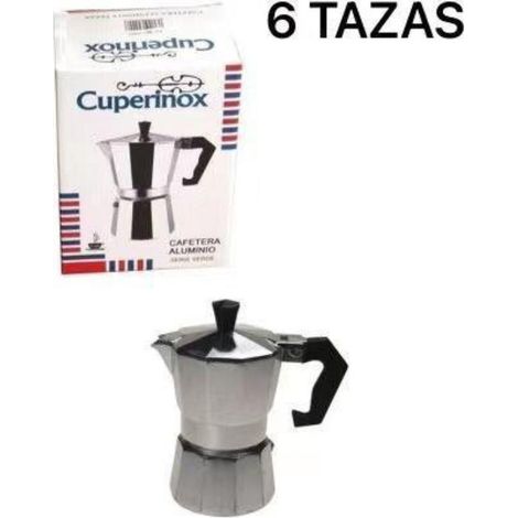 6 tazas cafetera italiana aluminio clasica cuperinox serie verde