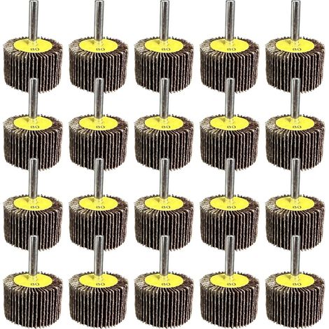 Roue Abrasive 25 pièces 40X25x6mm Grain 80 Disque a lamelle pour Brosse Poncage Perceuse Accessoires Polissage Bois Metal (1/5)