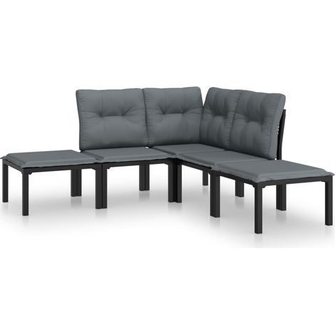 Maison Exclusive - 5-tlg. Garten-Lounge-Set Schwarz und Grau Poly