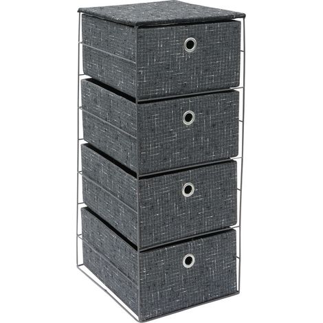 Shadow 4 Drawer Wide Fabric Storage Tower, Dark Grey (1/4)