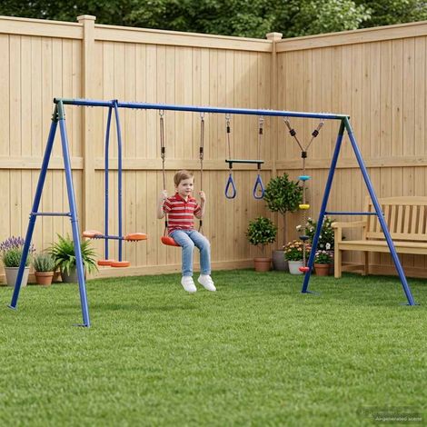 vidaXL Juego de Columpios Exterior Multicolor acero y PE (1/5)