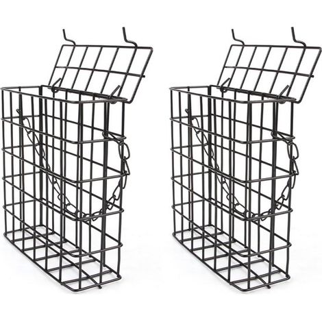 Comedero metálico para pájaros, Paquete de 2 para colgar en exteriores, Jaula comedero resistente al viento, trepadores y aves silvestres (1/5)