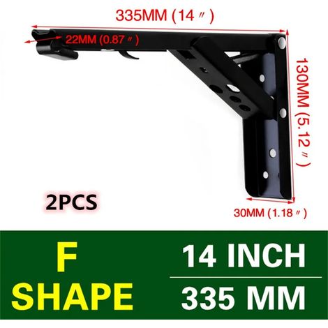 (14 pouces noir) 2 supports d'angle triangulaires pliables et réglables pour fixation murale, support pour banc, table, étagère, meubles, quincaillerie de support robuste (1/5)