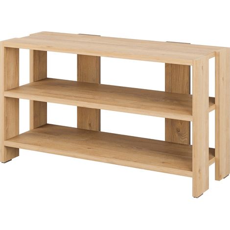 Etagère à chaussures, meuble à chaussures coloris chêne cambrian - longueur 84 x profondeur 30 x hauteur 44 cm (1/3)