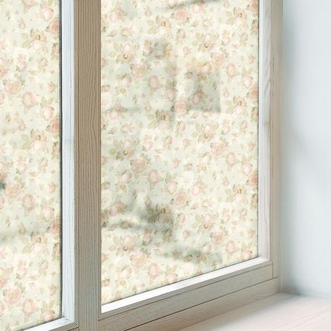 Fensterfolie 100x100 cm Dekorativ Selbstklebend Blickdicht PVC Folie für Zuhause Badezimmer Milchglas Sichtschutz Fenster Dekorfolie Florale Eleganz