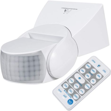 1 Détecteur de Mouvement Infrarouge, Angle 180°, Portée 12 m, IP65, Avec Télécommande, Pour Extérieur (1/5)