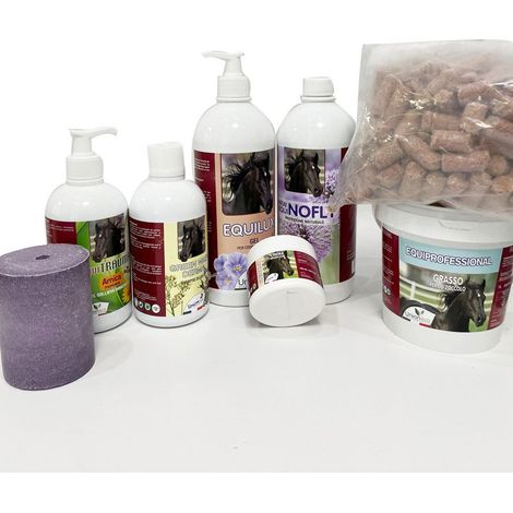 SET GROOMING 8 pezzi accessori e prodotti per cavalli Union Bio