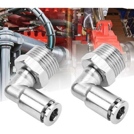 2 pièces tout-cuivre raccords de tuyau à connexion rapide nickelé 8mm raccord rapide pneumatique + 90 degrés BSP filetage male(1/8")