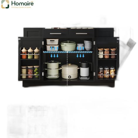 Küchenwagen aus MDF schwarz mit USB-Anschluss 138 x 86 x 92 cm HOMAIRE (1/5)
