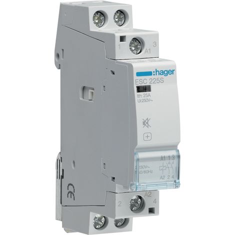 Hager ESC225S contattore silenzioso grigio 25 ampere 230 volt (1/3)