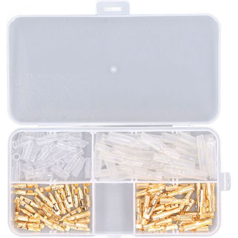 120 pièces Kit de connecteurs de moto Borne à sertir électrique Câblage nu mâle femelle avec couvercle isolant 3,5 mm Or,DUBUNS