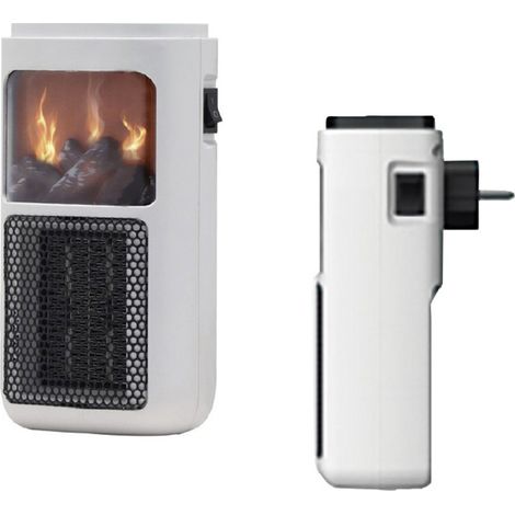 Mini Calefactor con Enchufe, Efecto Llama de Fuego y Programador
