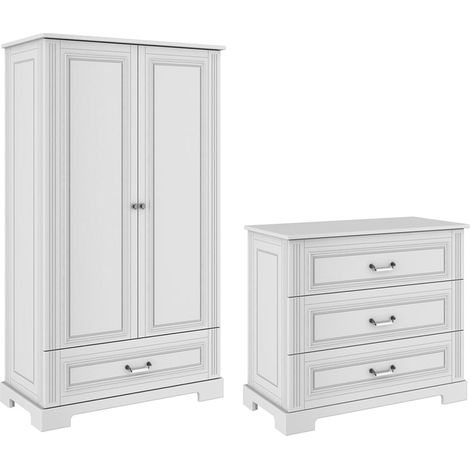Armadio 2 ante 3 cassetti bianco 90cm (1/5)