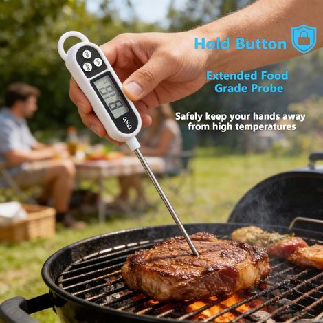 Termómetro digital profesional para cocina  Termómetro para barbacoa  Aguja de acero inoxidable  Mide de -50 a 300 °C  Unidades: °C y °F (1/4)