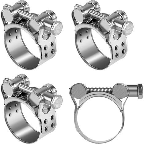 4pcs Colliers de Serrage à Boulon de 29-31 mm en Inox 304, 20 mm de Large, T-collier de Serrage à Vis, Collier Durite pour Tuyau d'Échappement Moto, Tuyaux et Tubes (1/5)
