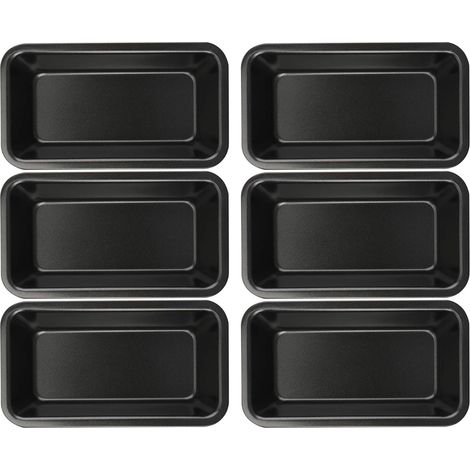 Juego de 6 moldes antiadherentes de acero al carbono para pasteles/repostería, que miden 9 x 15 cm.