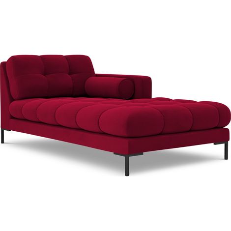 Méridienne droite en velours rouge (1/5)