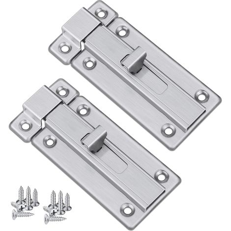 Loquets et Verrous de Porte, 2 PCS Boulon à Glissière Acier Inoxydable, Verrou Porte Intérieure avec 12 Vis, Bains Toilette Cave (1/5)