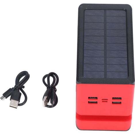Batterie externe solaire 32 LED 100 000 mAh avec chargeur de téléphone portable, 4 ports USB et 3 modes d'éclairage pour le camping et la pêche. (1/5)