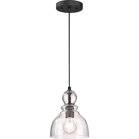 Westinghouse Lighting 61008 – Lampada a sospensione a una luce da interno, finitura in bronzo lucidato a olio con vetro a bolle trasparente (1/5)