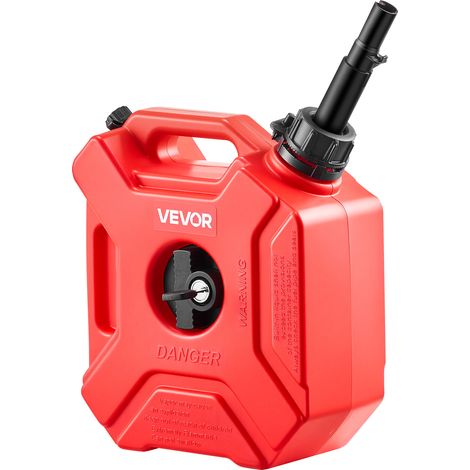 VEVOR Bidón de Gasolina de 5 L, Tanque de Combustible de HDPE y PP, con Pico y Cerradura, Caudal Máximo de 15 L/min, a Prueba de Fugas, para la Mayoría de Autos, Motocicletas, ATV, UTV, Rojo, 1 Pieza