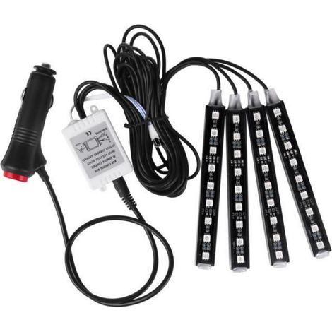 Bandes Lumineuses LED - 36 LED RGB - Télécommande 20 Boutons - Pour Intérieur Voiture 12 V - 4 Pièces (1/3)