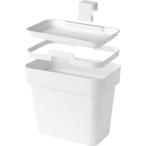 Poubelle Suspendue - Poubelle De Cuisine Avec Couvercle Touch - En Plastique PP Blanc - Pour Salle De Bain Et Bureau - 1 Pièce (1/5)